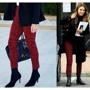 ZARA - Red & Black Leopard Print Skinny Pants